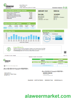 Ameren Missouri electricity utility business bill,  page 1, SCR